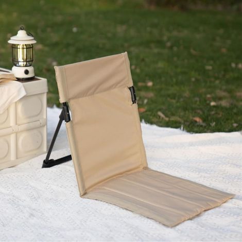 Sedia pieghevole, 39,5 x 38,5 x 41,5 cm, realizzata in tubolare di alluminio color kaki con schienale, ideale per picnic in spiaggia o in giardino, 1 pezzo (1/5)