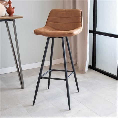 Tabouret de bar industriel Kenton en cognac 76cm de hauteur (1/5)