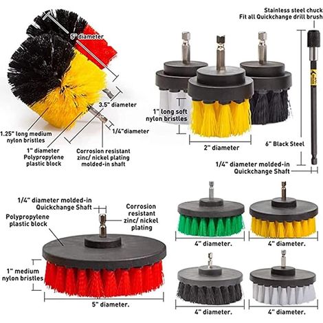 brosses pour perceuse, avec tampon exfoliant, éponge de polissage, salle bain, douche, nettoyage des tapis, du mortier et carrelage (1/2)