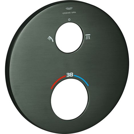 Grohe Rosette rund für Thermostat-Fertigmontageset, 6 Grad ausrichtbar, Hard Graphite gebürstet, 49244AL0 (1/2)