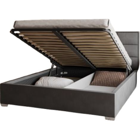 Lit coffre APOLLO 140 x 200 cm avec sommier à lattes relevable Gris Foncé