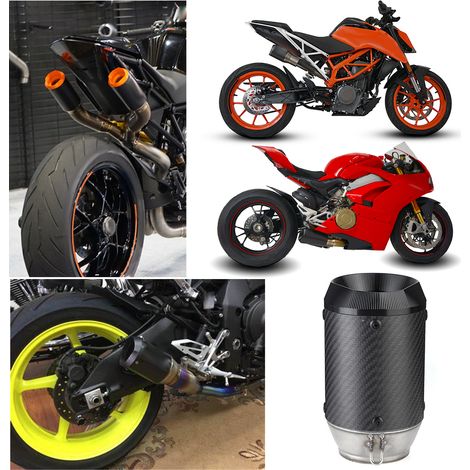 Auspuffmodifikation für Motorräder, kompatibel mit Kawasaki Z900, Z1000, Ninja 250, 400 und Yamaha R6. Modifizierter Universal-Auspuff (51 mm) mit schwarzem, polygonalem Carbonfaser-Endrohr und 51-mm- (1/5)