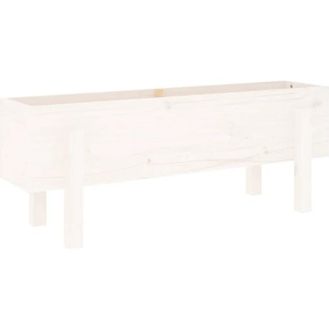 Huerto elevado de 101 x 30 x 38 cm espacio decorativo moderno en madera de pino blanco 020048497 (1/5)