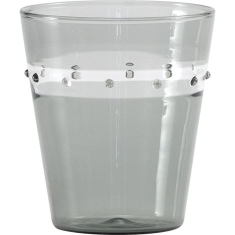 Zafferano Bicchiere A Pallini Tumbler in vetro borosilicato soffiato a mano set da 4 pezzi colore Grigio per un'estetica tavola di alta qualità