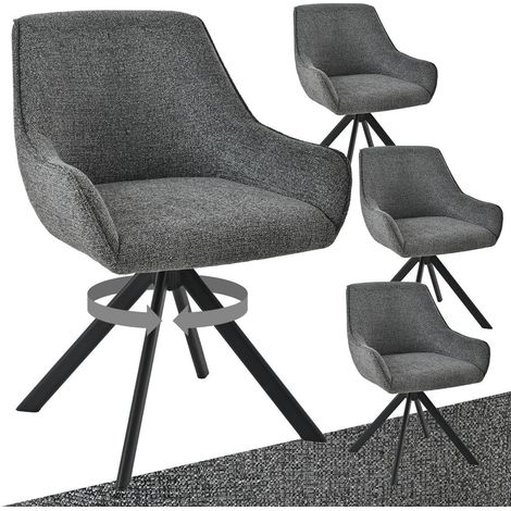 Esszimmerstühle 4er Set drehbar mit Armlehne, Chenille, Grau (1/5)