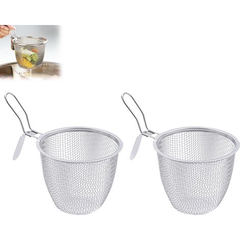 Ramen-Siebset – Blanchierkorb aus Edelstahl – 2-teiliges Nudelsieb aus Netzgewebe – Geeignet zum Kochen von Pasta, Pho, Dumplings, Spaghetti (1/5)