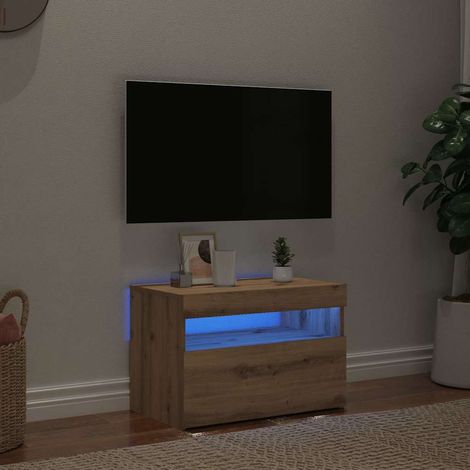 Mueble de TV luces LED madera roble artisan 60x35x40 cm vidaXL (1/5)