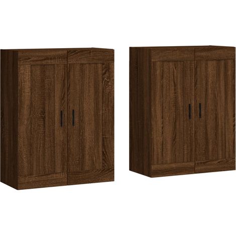 2 pcs Buffet,Bahut, Armoires murales chêne marron bois d'ingénierie CFW45930 (1/5)