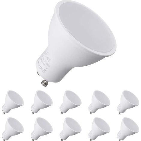 GU10-LED-Leuchtmittel, 7 W, entspricht 70 W Halogenbirne, 550 ml, Warmweiß 3000 K, 120° breite Strahlen, Spot-LED-Leuchtmittel, 10er-Pack [Energieklasse A++] [Energieklasse F] (1/5)