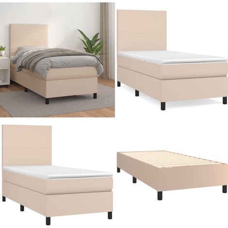 Sommier à lattes de lit avec matelas Cappuccino 90x190 cm - Lit Tapissier - Lit Capitonné - Lit Double - Literie - Chambre À Coucher - Home & Living (1/5)