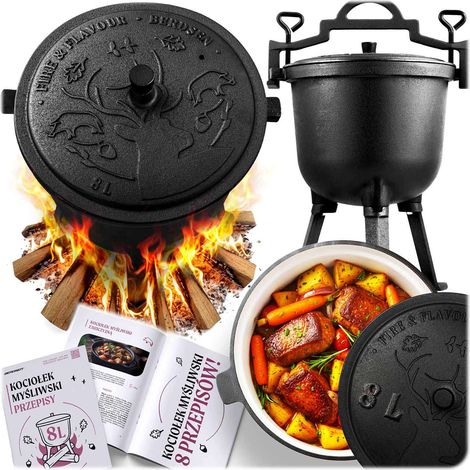 Marmite en fonte émaillée de 8 L pour la cuisine au feu de camp (1/5)