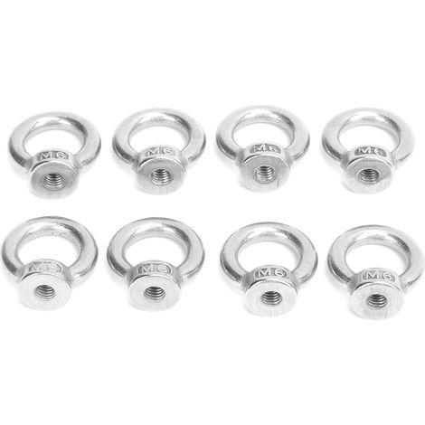 Lot de 8 écrous à œil en acier inoxydable pour le levage extérieur, destinés à l'industrie maritime, aux yachts à moteur et aux navires d'assaut (charge maximale : 70 kg). M6 (1/5)