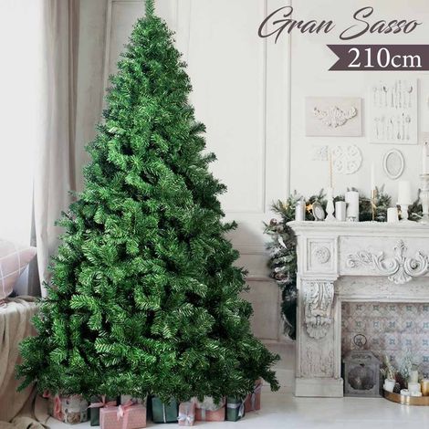 Albero Di Natale 210 cm Gran Sasso Super Folto 1417 Rami Pino Verde Base a Croce (1/4)