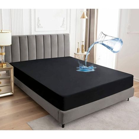 Protector De Matelas Imperméable - 120 x 200 cm - Hauteur Max 30 cm - Élastique 360° - Noir - 1 Pièce