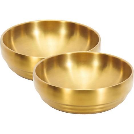 Lot de 2 bols à soupe de 18,5 cm (7,3 po) en acier inoxydable doré, 1 L (35 oz) (1/5)