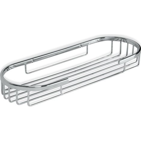 TATAY Cestino da Doccia Ovale Krom, di Piccole Dimensioni, dal Design Funzionale, con Apertura Frontale, in Ottone Cromato e Acciaio Inossidabile.