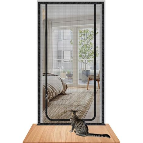 90x210 cm Porte moustiquaire pour Chat,Filet pour Chat Porte d'écran en Maille empêchant Les Chats de Courir,avec Fermeture éclair (1/5)