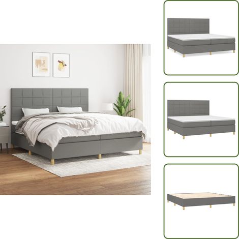 Boxspringbett mit Matratze Dunkelgrau 200x200 cm Stoff - Boxspringbett - Doppelbett - Bettenrahmen - Schlafsystem - Liegekomfort (1/5)