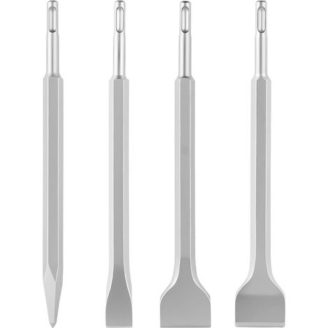 VEVOR Juego de Cinceles SDS Plus, 4 Piezas, Accesorios para Martillo Perforador SDS Plus, Cinceles Planos y de Punta para Herramientas Electricas, para Azulejos Baldosas Ladrillo Hormigón Mampostería (1/5)