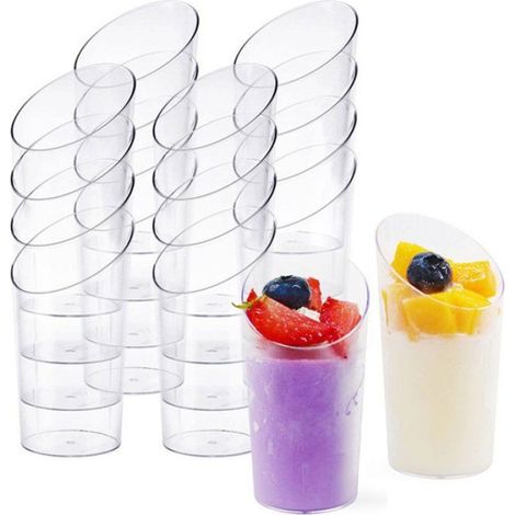 Lot de 50 Verrines, Plastique Transparent, Réutilisables, Pour Desserts Et Réceptions (1/5)