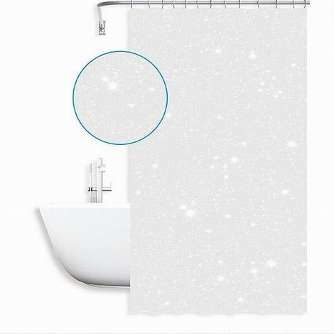 Cleafe - Tenda Per Doccia Vasca Da Bagno Galassia Bianca 180 X 200 Cm Con 12 Anelli 87585 - (1/2)