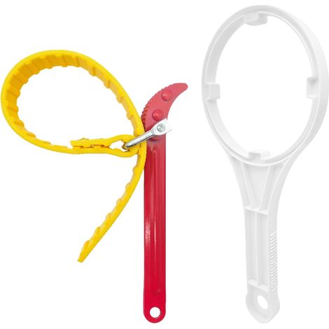 Kit de clés pour filtre à huile - Clé à bouteille filtrante de 10 pouces + clé à courroie universelle réglable antidérapante pour voiture, plomberie, bricolage (1/5)