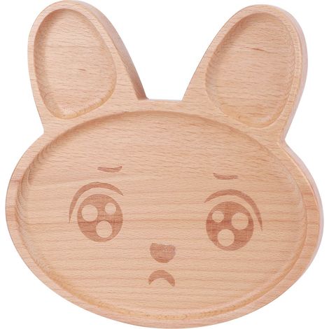 Plateau en bois pour repas, assiette, plat de service pour le petit-déjeuner et les collations, vaisselle pour bébés et enfants (1/5)