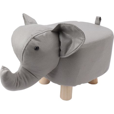 Tabouret éléphant en forme d'animal, antidérapant, silencieux, confortable, stable et multifonctionnel, mignon et idéal pour les enfants, gris clair.