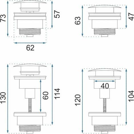 1 - Bonde de lavabo - Laiton - Système clic-clac avec trop-plein - Pour salle de bain - Blanc mat - 4,5cm (1/3)