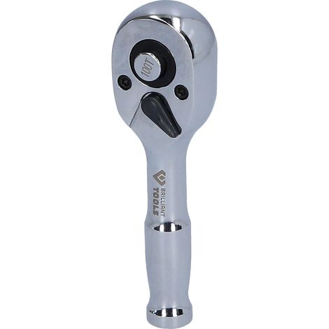 BRILLIANT TOOLS 1/4" Mini-trinquete reversible con mango metálico 100 dientes - BT020999 (1/5)
