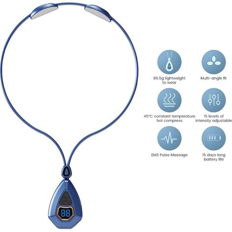Massaggiatore cervicale wireless EMS, mini massaggiatore intelligente per tessuti profondi, stimolatore di punti di agopuntura Gua Sha, riscaldamento rapido, massaggio a impulsi portatile - AquaForge