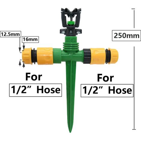 (D-1I2x1I2) Arroseur rotatif pour jardin et pelouse, filetage mâle 1/2", buse d'arrosage à pointe en plastique, rotation automatique à 360° (1/5)