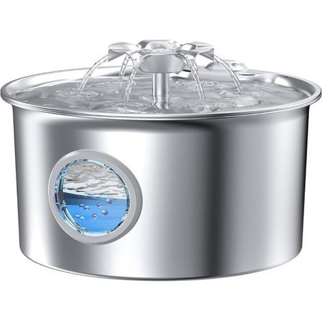 Fuente de agua para gatos de acero inoxidable: fuente de agua para gatos con dispensador automático de 2,6 L (1/5)