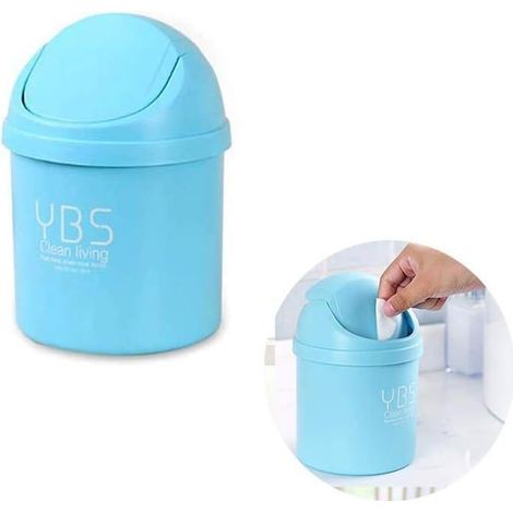 Lot de 2 poubelles à couvercle basculant, plastique PP, diamètre 13 cm, pour bureau, cuisine et voiture. (1/5)