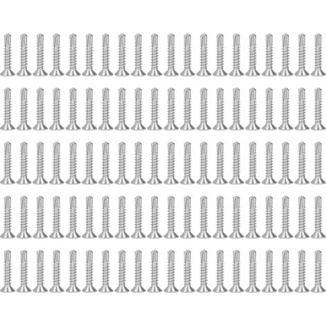 Lot de 200 vis autoperceuses tête fraisée cruciforme en acier inoxydable 410, longueur nominale 25 mm, M4.8-16. (1/5)