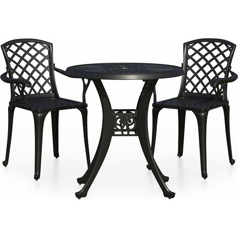 Maison Exclusive - 3-tlg. Bistro-Set Aluminiumguss Schwarz (1/5)