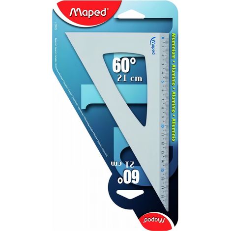 Equerre de dessin MAPED - 60° - 21 cm - Aluminium anodisé résistant - Gris