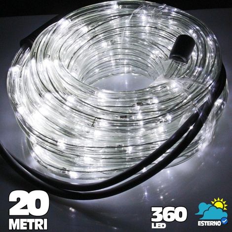 TrAdE Shop Traesio - Tubo Luminoso A Led 360 Luci Bianco Freddo 20 Metri Per Uso Esterno + Controller - (1/3)