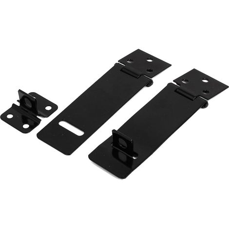 Möbel tor tür metall riegel vorhängeschloss haspe heften schwarz 117mm länge 2st (87b45ce25656fa9... (1/2)