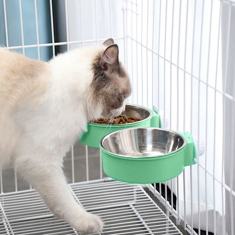 Stainless Steel and Plastic Two-in-One Cage Hanging Pet Feeder (1/5)