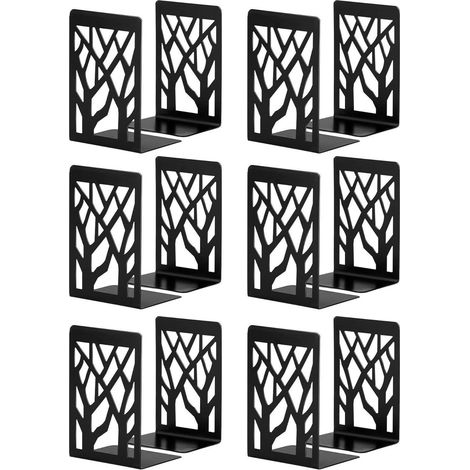 Buchstütze Metall Regal Ordnerhalter Buchstopper CD DVD 6 Pair Schwarz (1/5)