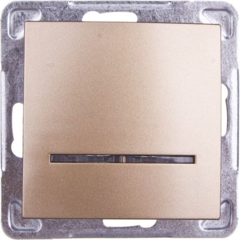 Interruptor 煤nico Impresja con iluminaci贸n, color oro met谩lico 艁P-1YS/m/28