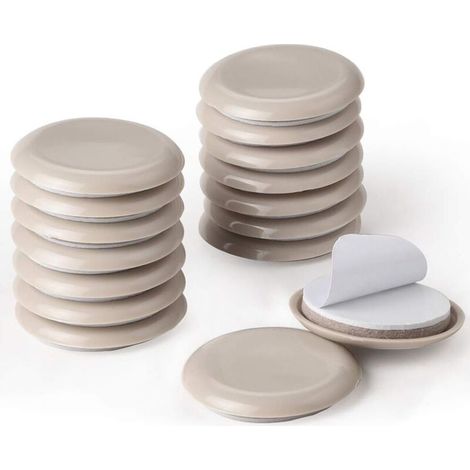 Furniture Pads 16 Pieces Self Adhesive 54mm Round Furniture Sliders for Floor Protector (Beige)