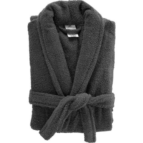 Peignoir Col Châle en Coton "Tendresse" Anthracite (1/5)