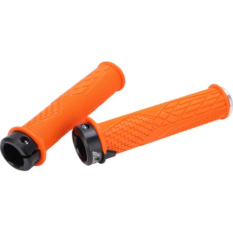 Set mit 2 ENLEE Lenkergriffen für Mountainbikes, komfortabel und abschließbar, aus TPR-Gummi, orange. (1/5)