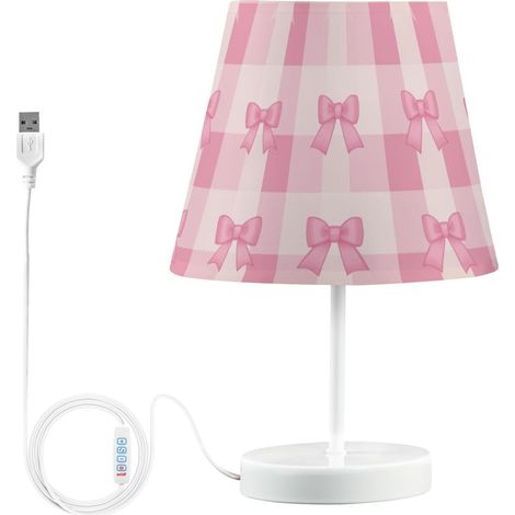 Kcldeci Lampe de chevet à motif carreaux roses avec nœud pour (1/5)