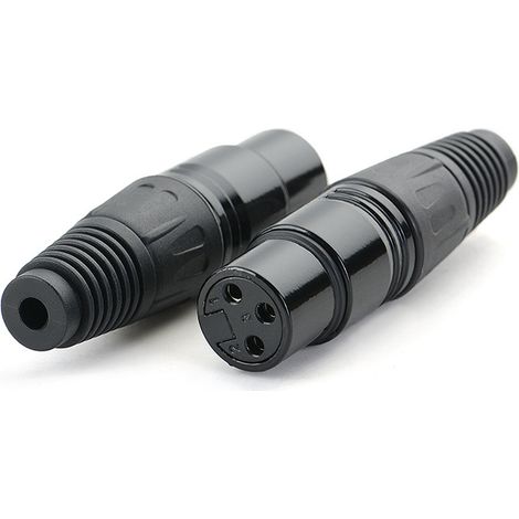 3-pin female XLR connector with black ring, 3-pin balanced XLR connector, universal for audio equipment, microphones, tuners and speakers. (1/5)