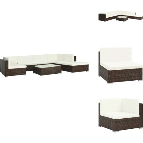 8-tlg. Garten-Lounge-Set mit Auflagen Poly Rattan Braun - Outdoor Möbel - Gartenmöbel - Lounge Set - Rattan Gartenmöbel - Esszimmergarnitur (1/5)