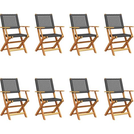 Maison Exclusive - Gartenstühle 8 Stk. Klappbar Schwarz Poly Ratt