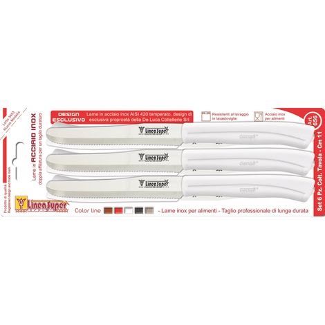SET COLTELLI DA TAVOLA INOX 6 PEZZI col. Bianco